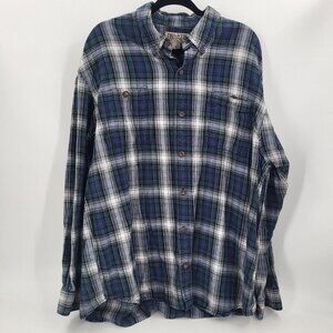 Duluth Flannel Men XL Blue Green White Blackwatch Button Down Shirt Plaid Tartan